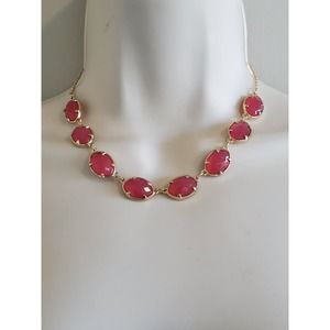 Women's Pink Jewelry Oval Stone Statement Necklace